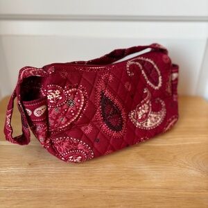 Vera Bradley Womens Maggie Paisley Pattern Satchel Purse Bag Top Zip Deep Red